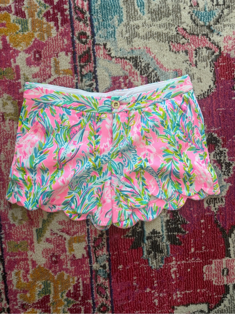 Lilly Pulitzer Pink Tropical Print Scalloped Hem Skort